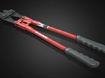 Industrial Bolt Cutters With Red Arms And Gray Handles From URREA Brand 3d model