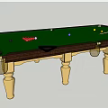 Professional Billiard Table With Green Felt Surface Balls Wooden Frame Brass Legs And Cues