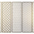 Decorative Modern Room Dividers With Various Geometric Patterns And Golden Frames 3d model