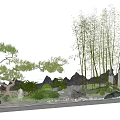 Traditional Courtyard Garden Design With Rock Formations Pine Trees And Bamboo Plants