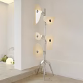 Modern Petal Shaped Floor Lamp With Multiple Lampshades And Tripod Base