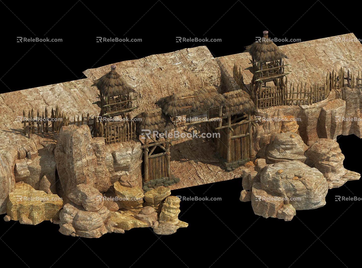 Chinese Style Gate Mountain Gate 3d model