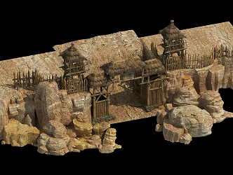 Chinese Style Gate Mountain Gate 3d model
