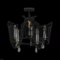 Stylish Black Metal Chandelier With Gold Accents And Transparent Glass Elements