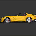 Yellow Convertible Sports Car With Red Seats Rear Spoiler And Sleek Exterior Design