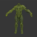 Futuristic Armored Character With Muscular Mechanical Armor And Full Body Design