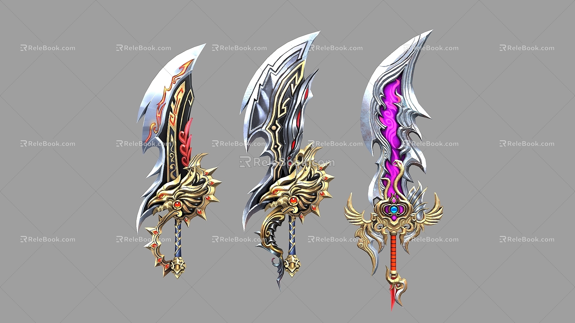 weapon broadsword sword excalibur dragon sword legendary weapon high model weapon 05 3d model