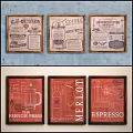 Coffee Themed Wall Art Collection With Various Designs And Text Elements 3d model