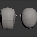 White 3D Character Head Model With Geometric Design And Baby Head Shape