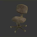 Swivel Dining Chair with Padded Seat Curved Backrest and Metal Wheel Base Brown Upholstery