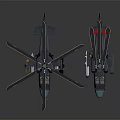 Two Military Style Helicopter Models With Sci Fi Rotor Blades And Weapon Attachments 3d model