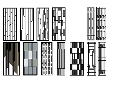 Various Modern Interior Partition Designs Featuring Geometric Patterns And Decorative Lines 3d model
