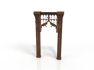 Gothic Wooden Decorative Structure With Pointed Arch Intricate Carvings And Ornate Columns 3d model