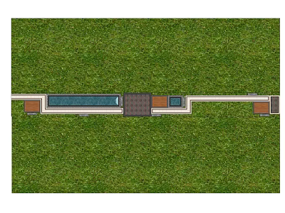 Charming Garden Ornaments Featuring Rectangular Water Feature Green Lawn and Paved Areas 3d model