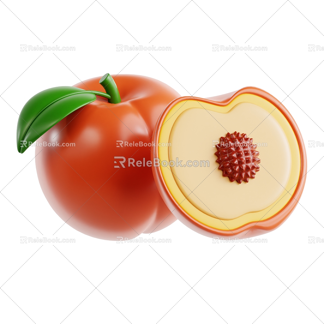 Modern peach fruit peach cartoon peach cartoon fruit 3d model