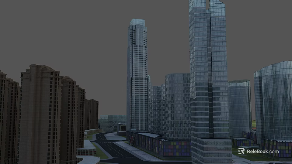 Modern High Rise Residential Building in Urban Architectural Complex with Glass Facades and Contemporary Design 3d model 