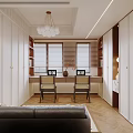Modern Living And Dining Room Interior With TV Chandelier Coffee Table Dining Table And Flowers