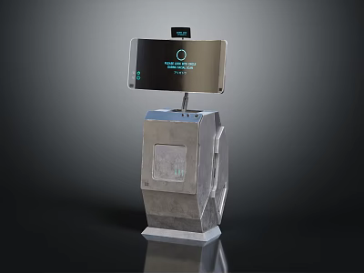 Contemporary Self service Kiosk With Interactive Digital Screen And Sturdy Metal Base 3d model