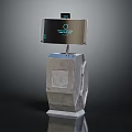 Contemporary Self service Kiosk With Interactive Digital Screen And Sturdy Metal Base