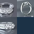 Elegant Silver Diamond Ring With Intricate Design And Sparkling Stones In Multiple Views