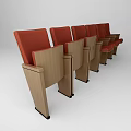 Modern Office Chairs with Red Upholstered Seats and Wooden Armrests in Row