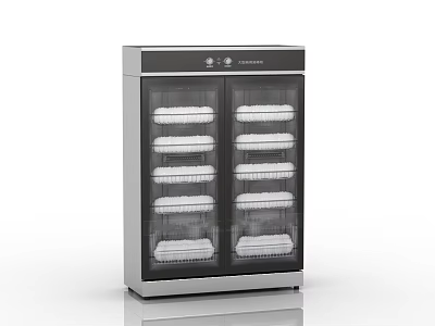 Double Door Kitchen Sterilizer With Transparent Glass Door And Multiple Shelves 3d model