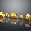 High Quality Hardware Tools Brass Fittings Nuts with Golden Reflective Surface 3d model