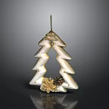 White Christmas Tree Ornament With Gold Trim Flower And Pinecone Decoration