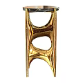 Modern Coffee Table With Gold Metal Frame And Black Marble Top 3d model