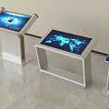 Public Facility Interactive Touchscreen Kiosks Featuring Different Designs And World Map Interface 3d model