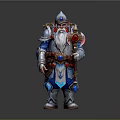 Man In Ornate Blue Red Costume With Scepter Red Gem White Beard And Armor