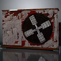Industrial Ventilation Fan Equipment With Rustic Red White Weathered Surface