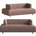 Modern Light Brown Leather Multi Person Sofa With Metal Legs Design 3d model