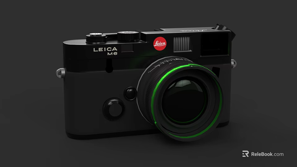 Leica M11 Professional Digital Camera With Black Body And Green Lens Ring Design 3d model 