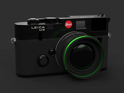Leica M11 Professional Digital Camera With Black Body And Green Lens Ring Design 3d model