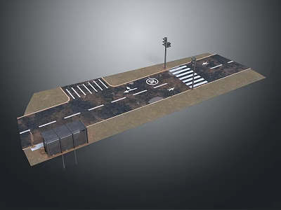 Urban Road Intersection Scene With Zebra Crossings Traffic Lights Bus Stop And Directional Arrows 3d model