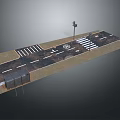 Urban Road Intersection Scene With Zebra Crossings Traffic Lights Bus Stop And Directional Arrows