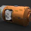 Orange Cylindrical Industrial Equipment With Metal Structure Yellow Strips White Panel And Circular Interface