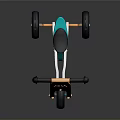 Stylish Kids Tricycle With Wooden Frame Orange Turquoise Wheels Black Seat And Handles