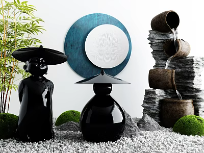 New Chinese Landscape Sick Courtyard Waterscape Sick 3d model