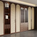 Elegant Modern Wooden Wardrobe Interior with Glass Doors Drawers and Bookshelf