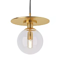 Modern Hanging Pendant Light With Gold Metal Frame And Transparent Glass Globe