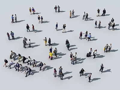 Diverse Group of People in Various Poses on White Background Setting 3d model
