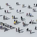 Diverse Group of People in Various Poses on White Background Setting