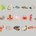 Colorful Marine Themed Decorative Ornaments with Fish Shells and Sea Creatures