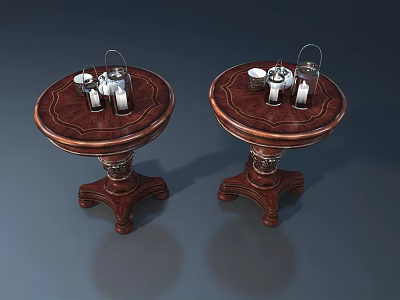 Modern table and chair tea table lamp 3d model