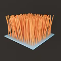 Orange Long Thin Sticks Display On Light Blue Square Base For Sale