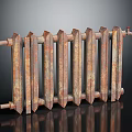 Rusted Old Cast Iron Radiator With Vertical Sections And Classic Design 3d model