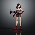 Anime Style Female Character Figure With White Top Brown Shorts Red Boots And Gloves