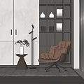 Modern Single Sofa Leisure Chair Side Floor Lamp Combination 3d model